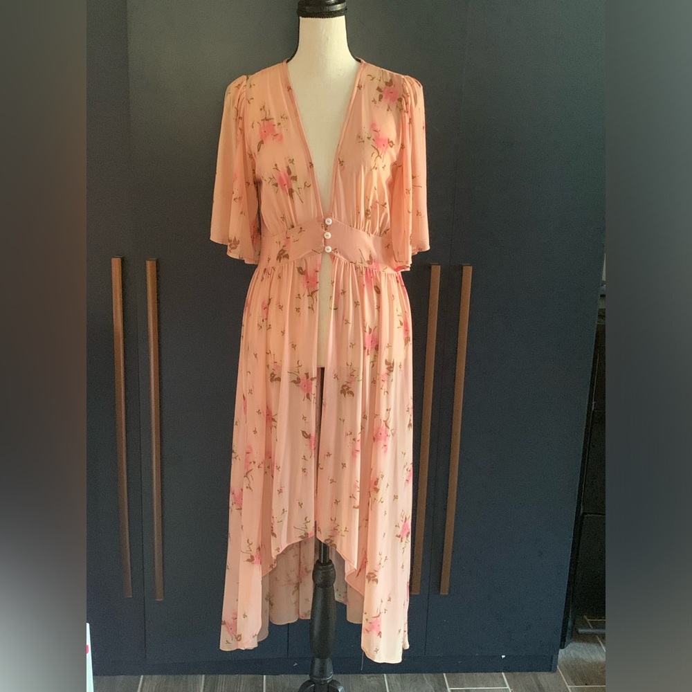 Sheer floral long/short dress